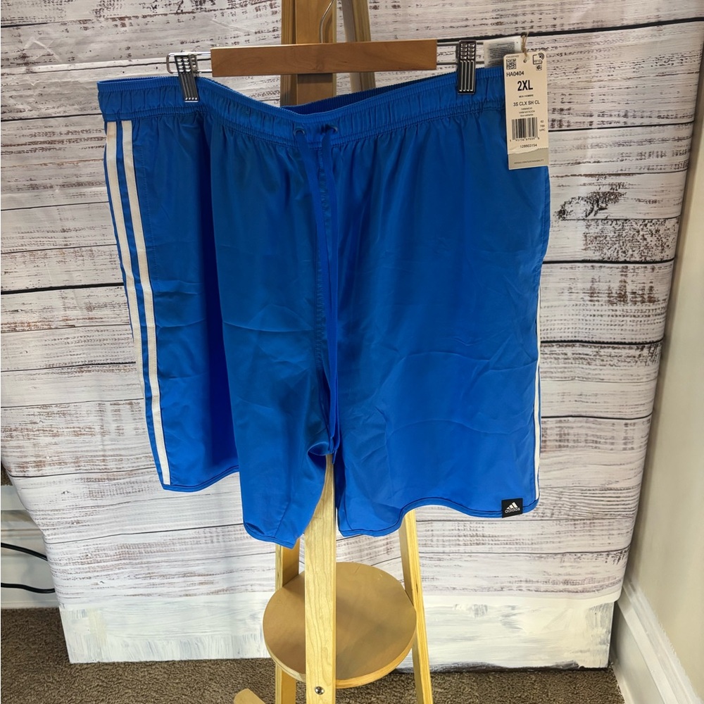 Adidas Men’s XXL Swim Shorts | Blue Rush | White Stripes | NWT